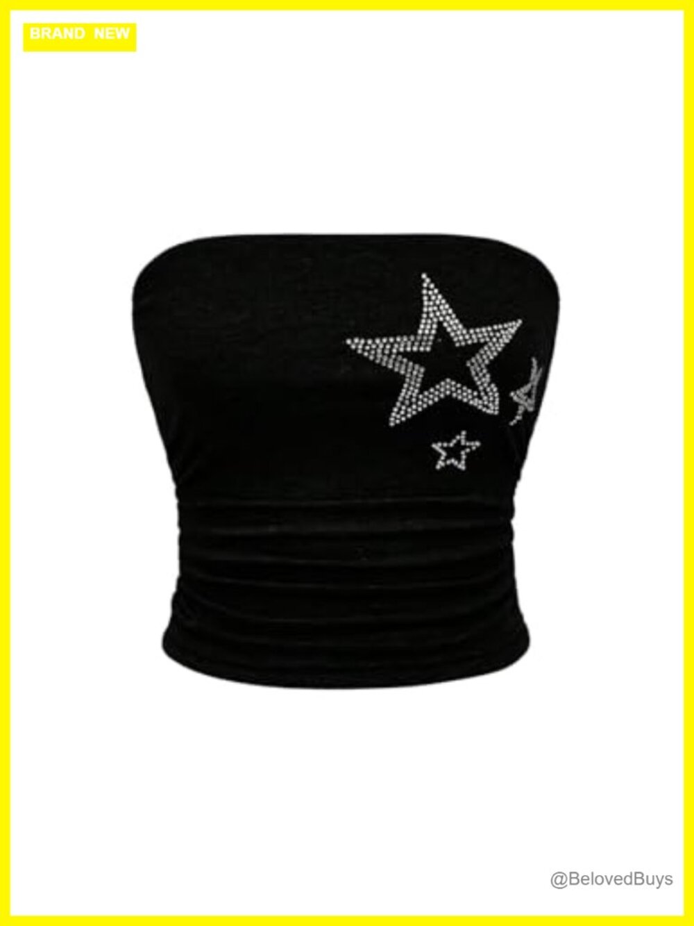 WDIRARA Star Rhinestone Strapless Crop Tube Bandeau Top